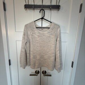 Knox Rose Women's Cream Long Sleeve Knitted Sweater Size Medium Fuzzy Beige